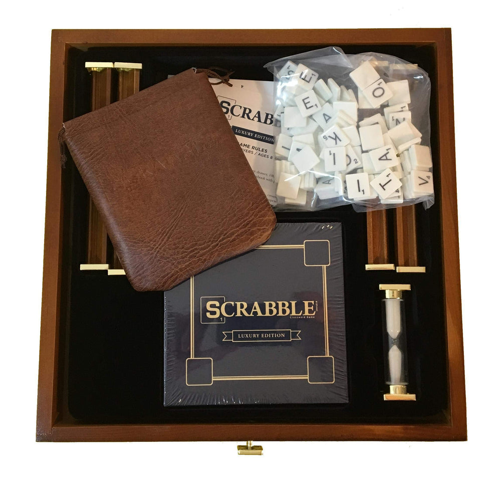 WS Game Company Scrabble Trophy Edition embossed faux leather tile pouch for protection