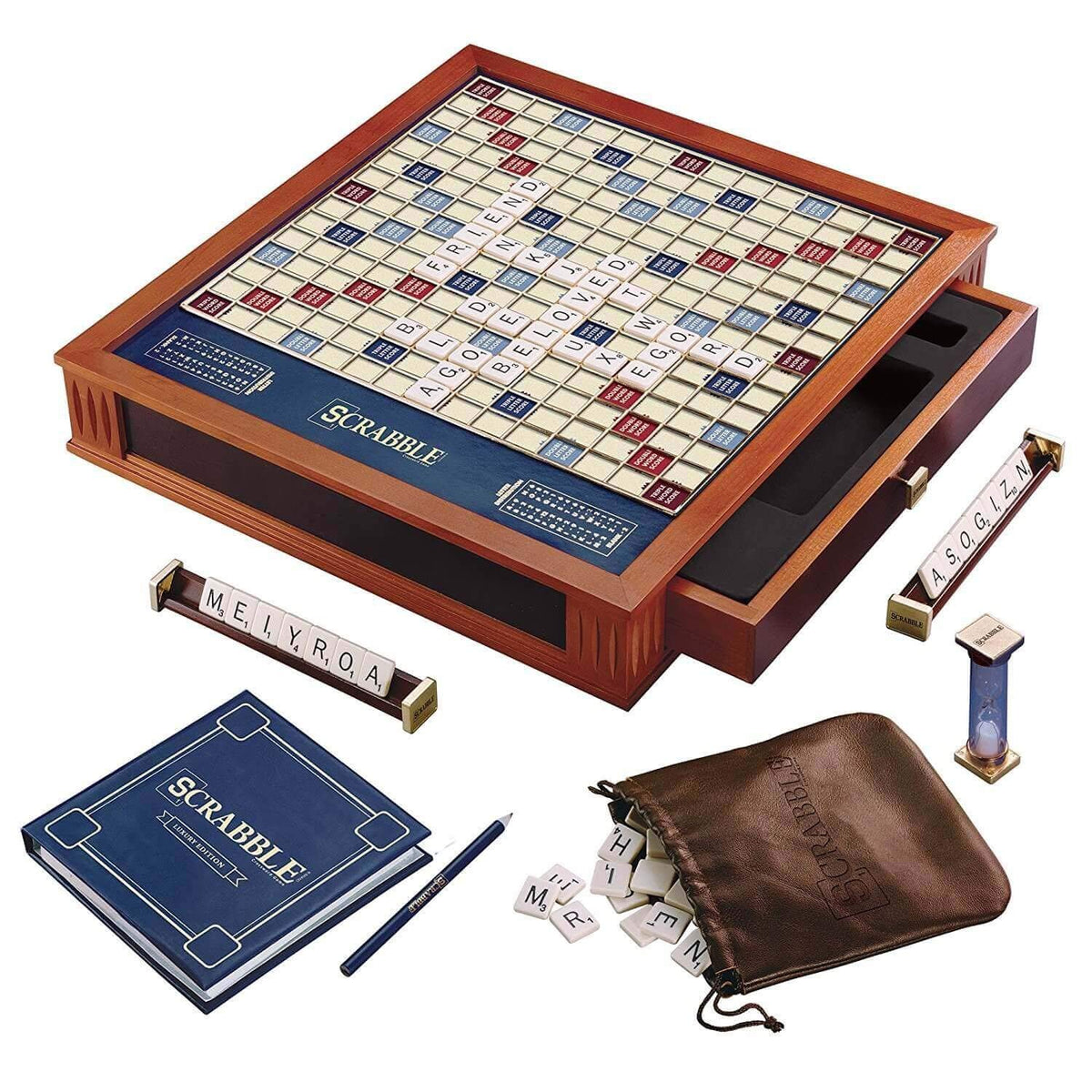 WS Game Company Scrabble Trophy Edition rotating board offers dynamic viewing from any seat