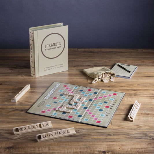 WS Game Company Scrabble vintage board and tiles ready for family play