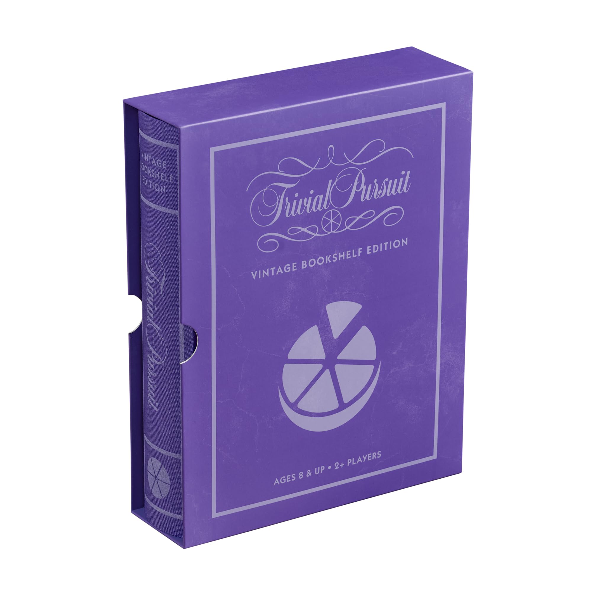 WS Game Company Trivial Pursuit Vintage Bookshelf Edition compact storage saves space.
