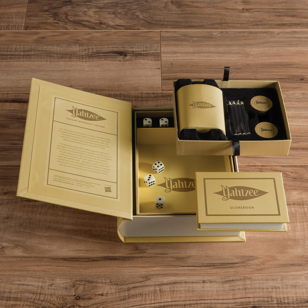 Fabric-wrapped book case stores all components neatly for travel or display.