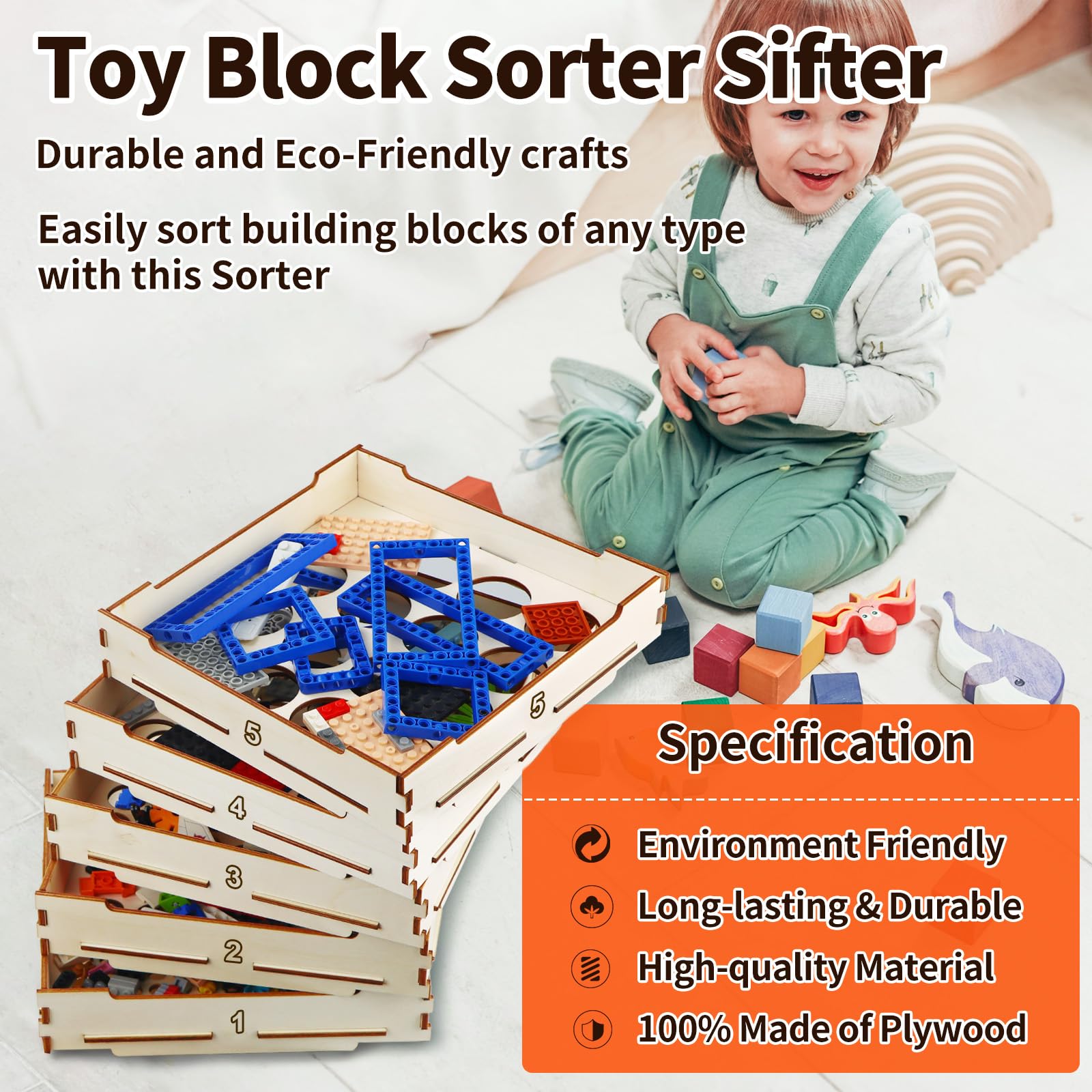 WSBXBB 5-size sorter supports hobbyists to separate bricks before building sessions.
