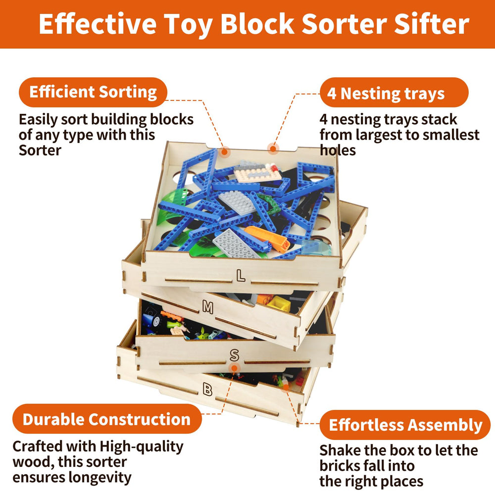 WSBXBB wooden Lego bricks organizer in use.