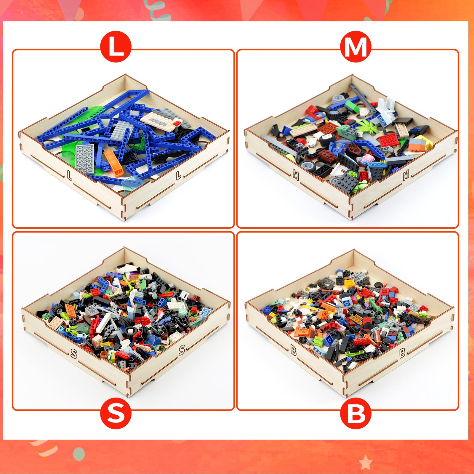 WSBXBB wooden brick storage tray showing multiple compartments.