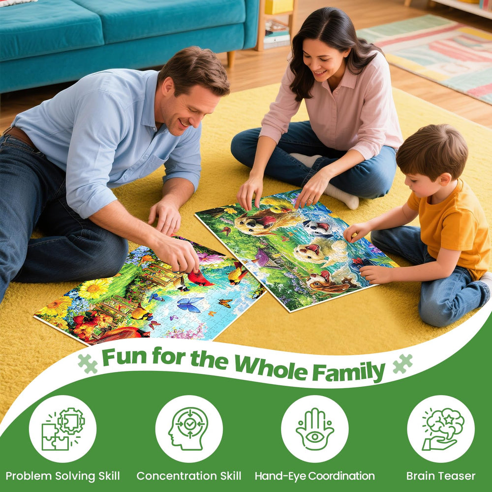 WSCXSC 2-pack 300-piece puzzle dogs pond invites cozy family playtime.