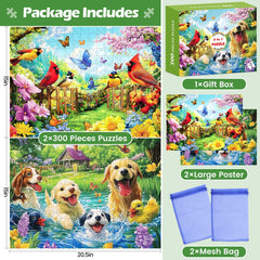 WSCXSC 300-piece birdlover puzzle displays hummingbirds with detailed, vivid wildlife.