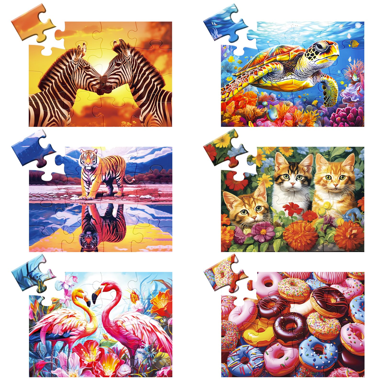WSCXSC 6-pack large-piece puzzles for easy, engaging senior activity