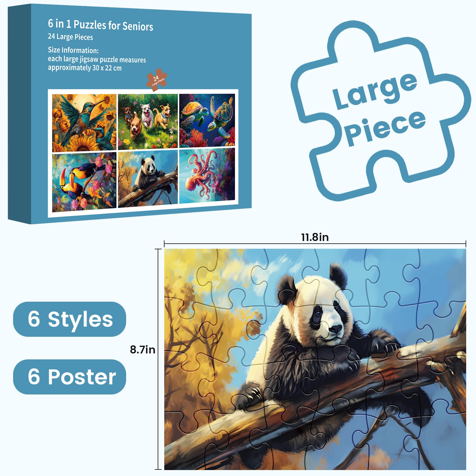 WSCXSC 6-pack puzzle turtle image encourages patient puzzle time and cognitive engagement.