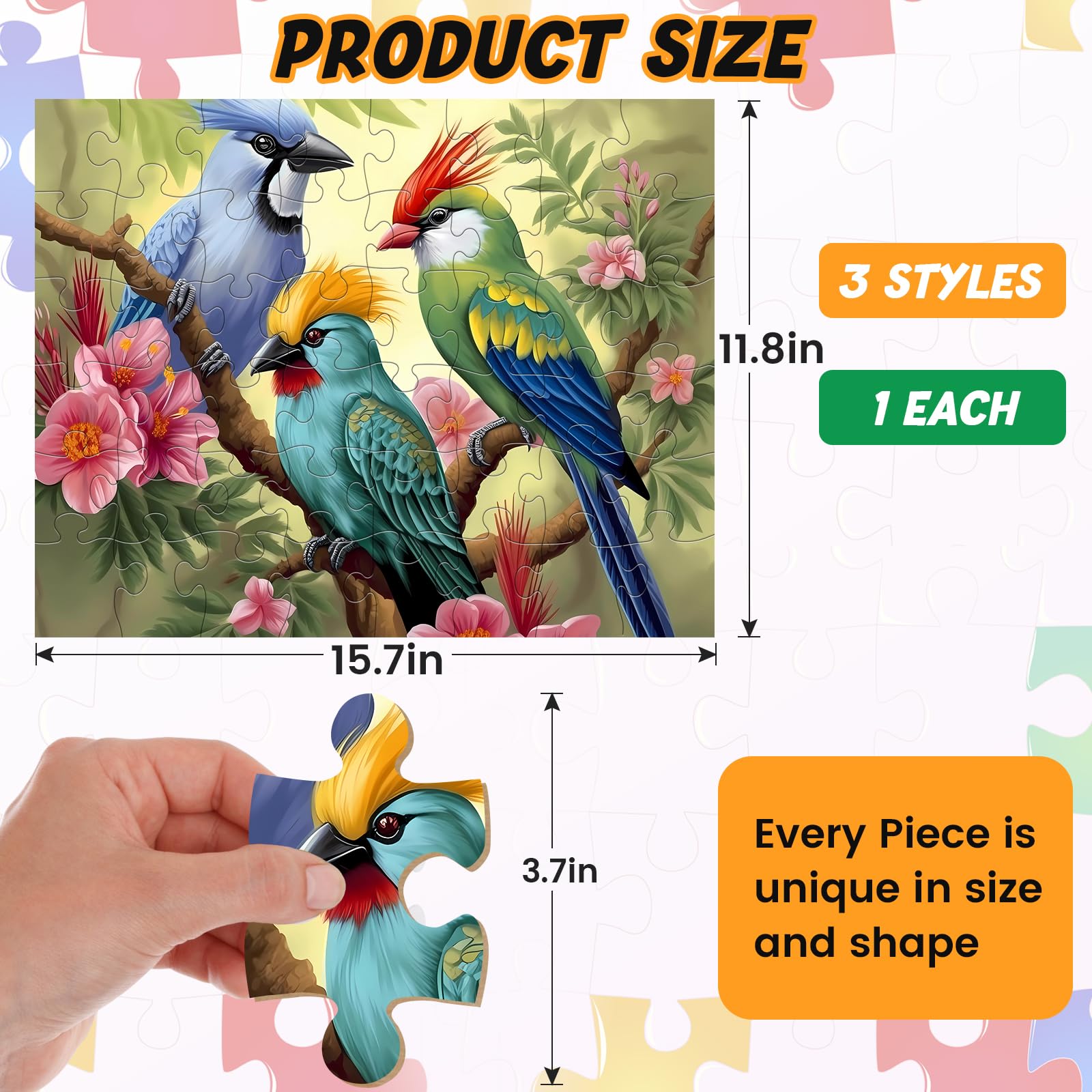 WSCXSC bird-themed 48-piece puzzle for seniors' leisure