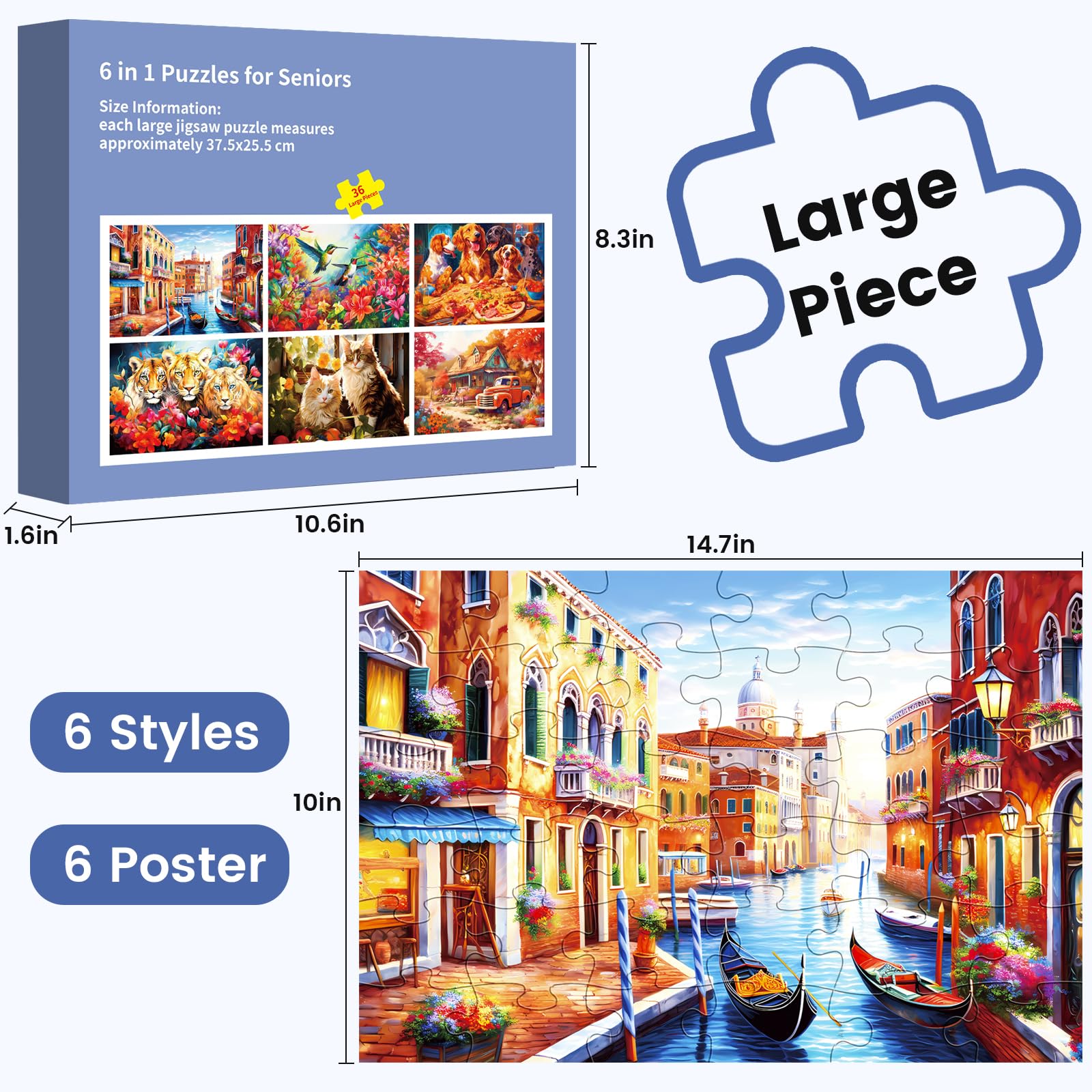 WSCXSC large-piece puzzles designed for seniors support dexterity and concentration during activities.