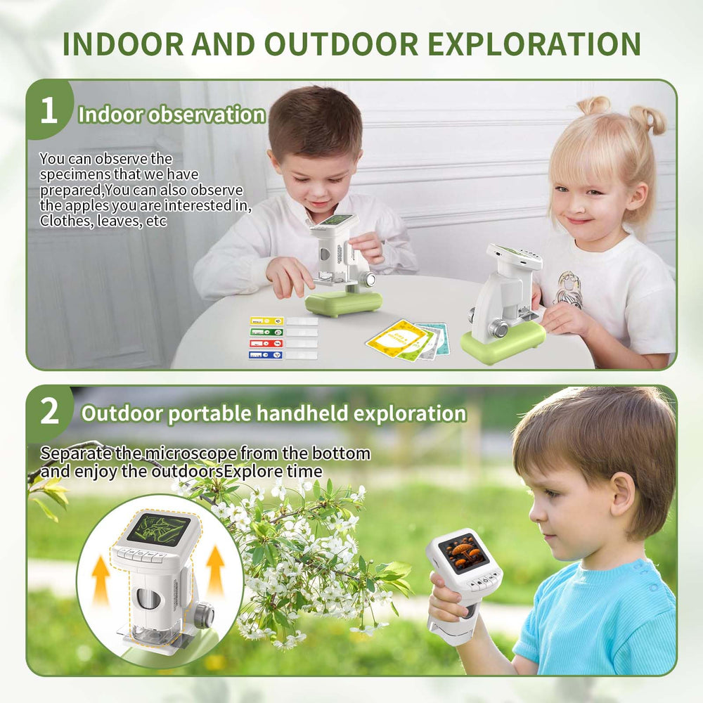 WSDMIC detachable stand offers stable indoor viewing during experiments.