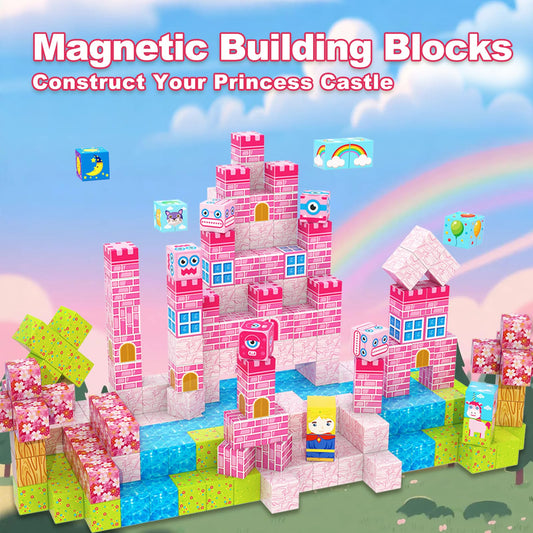 WSHIMIN magnetic blocks with pink monsters spark creative storytelling and problem solving.