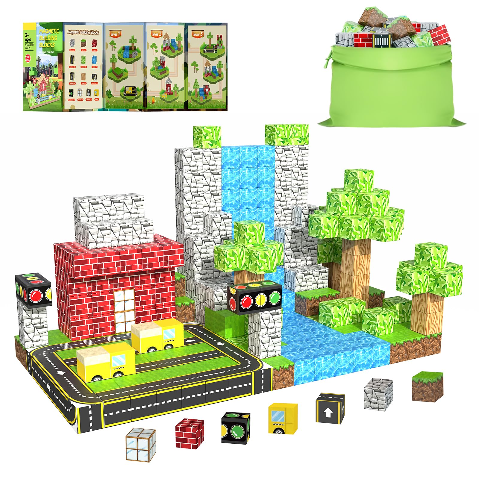 WSHIMIN magnetic building blocks collection for open-ended construction play