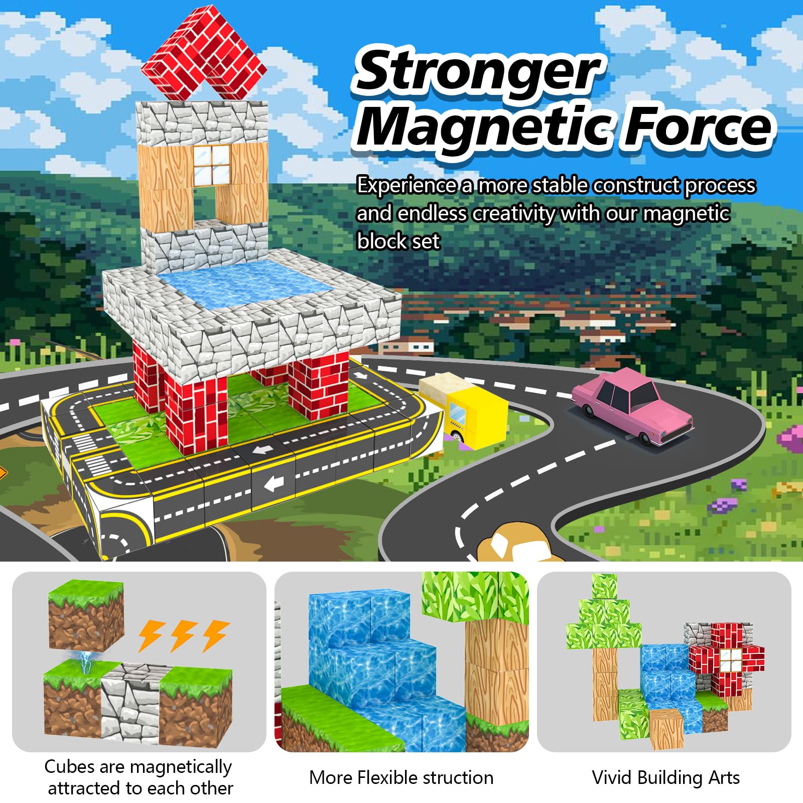 WSHIMIN magnetic road tiles design showing colorful tracks for dynamic play