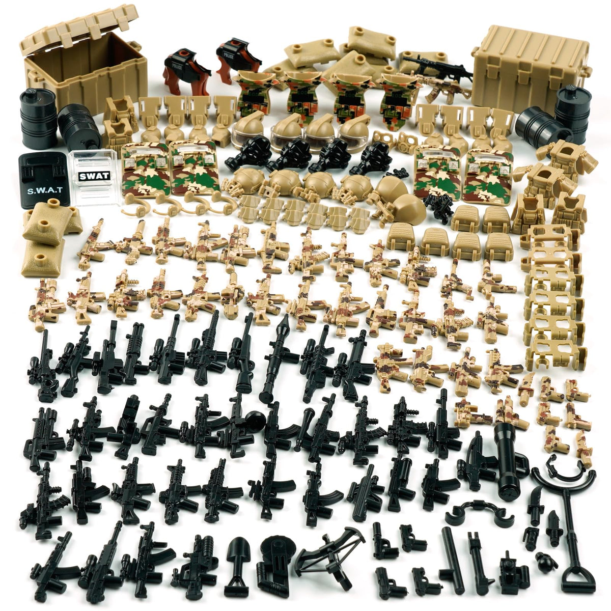 WSRYLTCH military weapons pack contents for imaginative play and display.