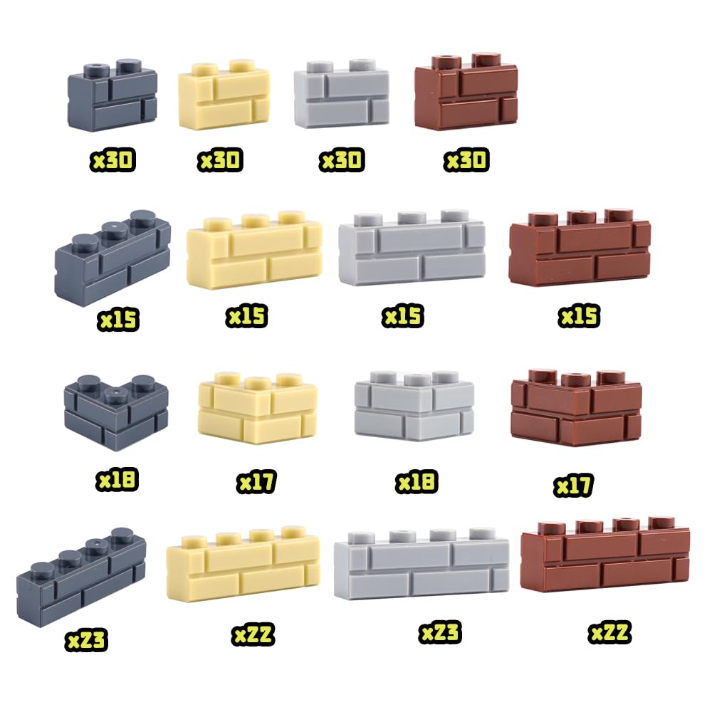 WSRYLTCH Wall Classic Bricks 1x3 bricks enable varied wall heights and details.