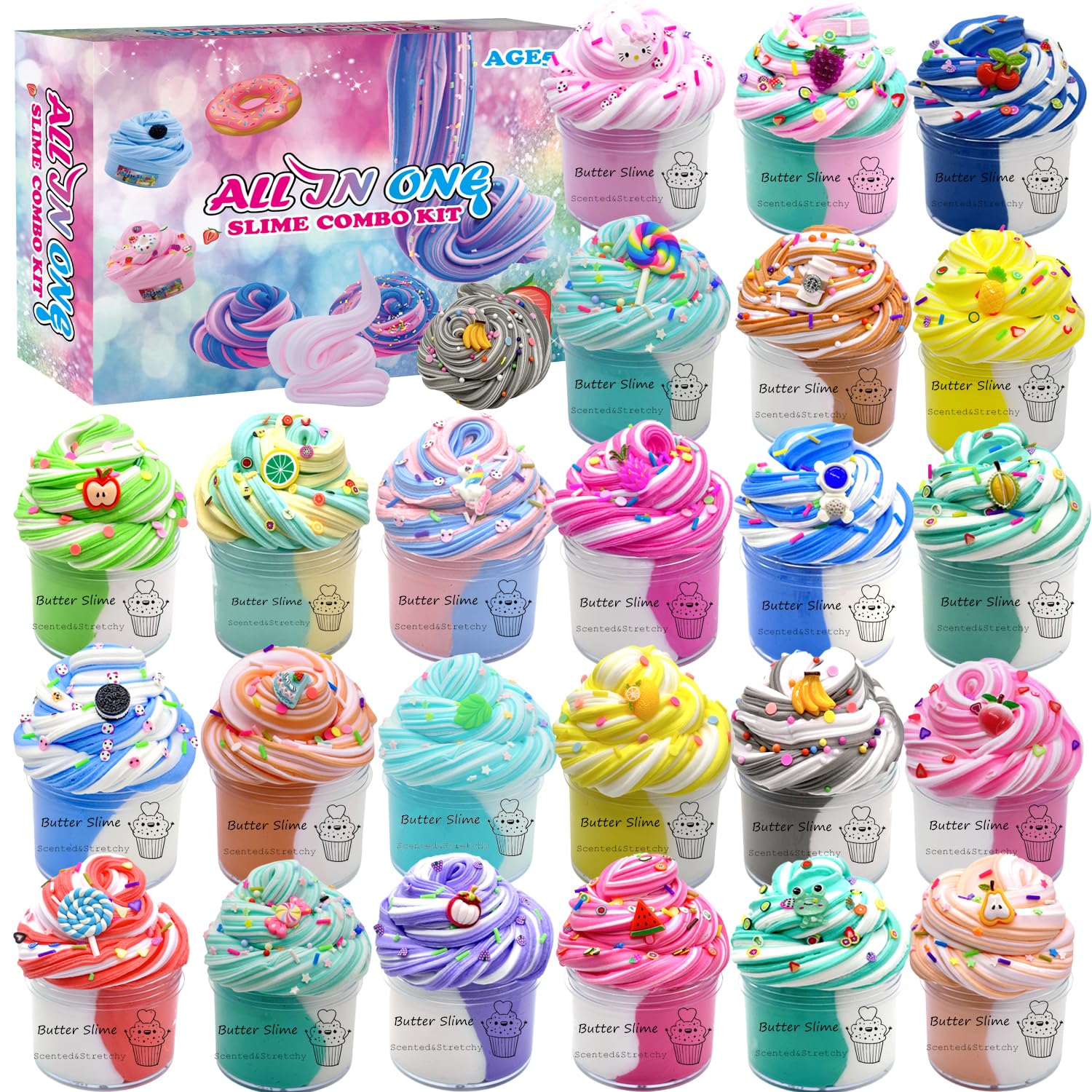 wtelnbton butter slime kit with 24 packed containers for soft, tactile play