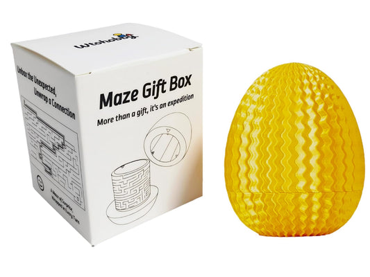 Wtohobby Mystery Egg Maze Box gold front view, ideal for cash gifts and surprises.