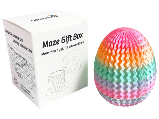 Wtohobby Mystery Egg Maze Box in rainbow colors, showcasing its intricate maze for exciting gift reveals.