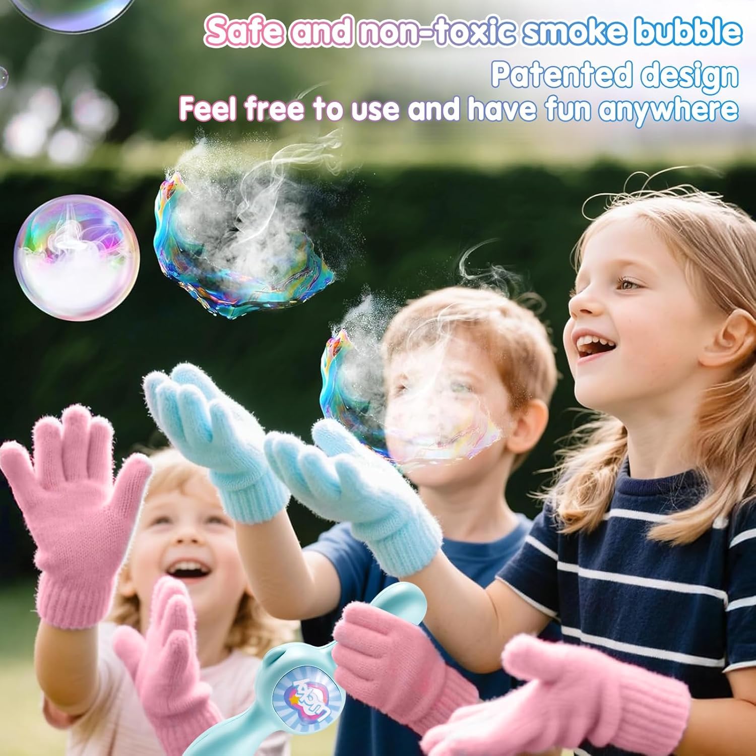 WTUST nebulizer yields 300–500 smoke bubbles for extended play.