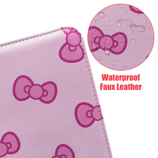 wtvidas pink binder opened to show 4-pocket layout for easy card organization
