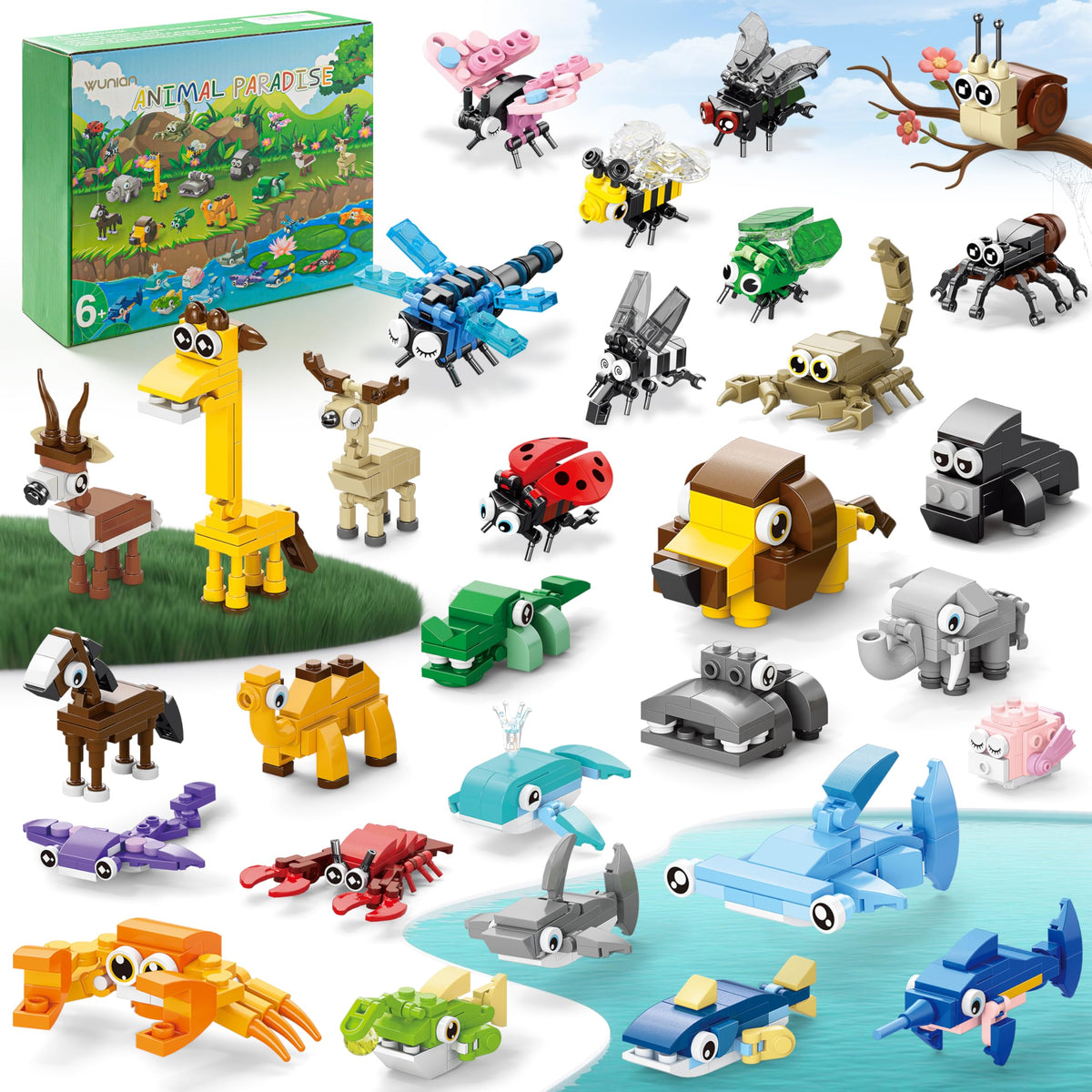 WuNian lion building blocks set boosts imaginative play and color recognition.