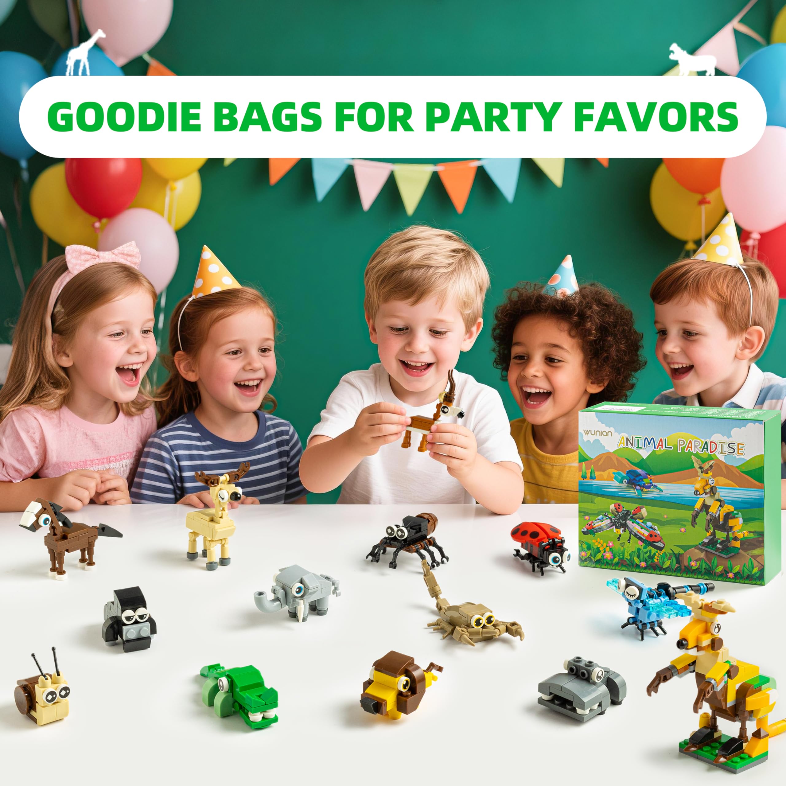 WuNian rabbit building blocks set promotes dexterity and cooperative play.