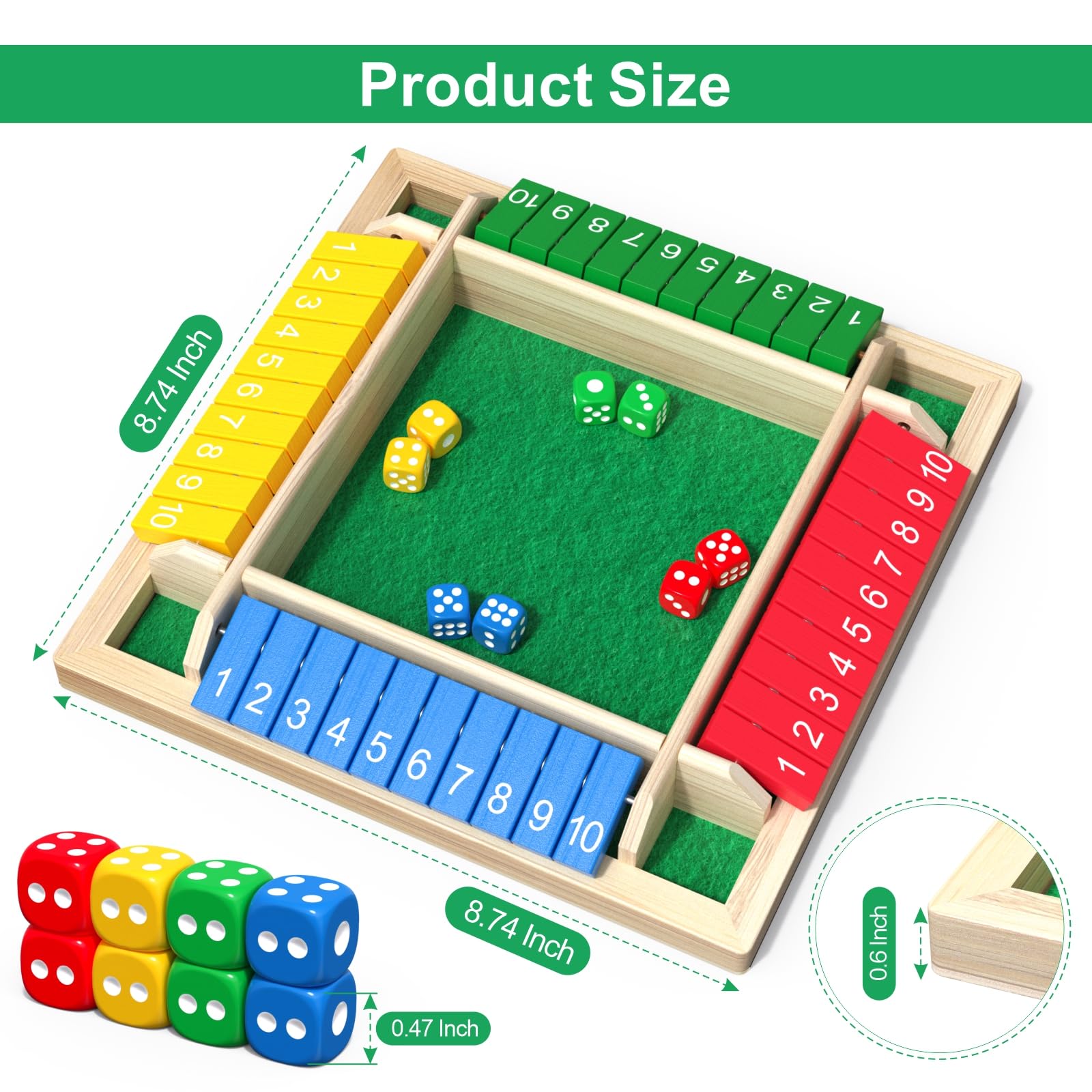WUAGNCK Shut The Box wooden box with lid closed for compact storage