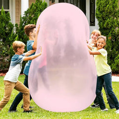Wubble tear-resistant ball on the floor during play, showcasing durability.