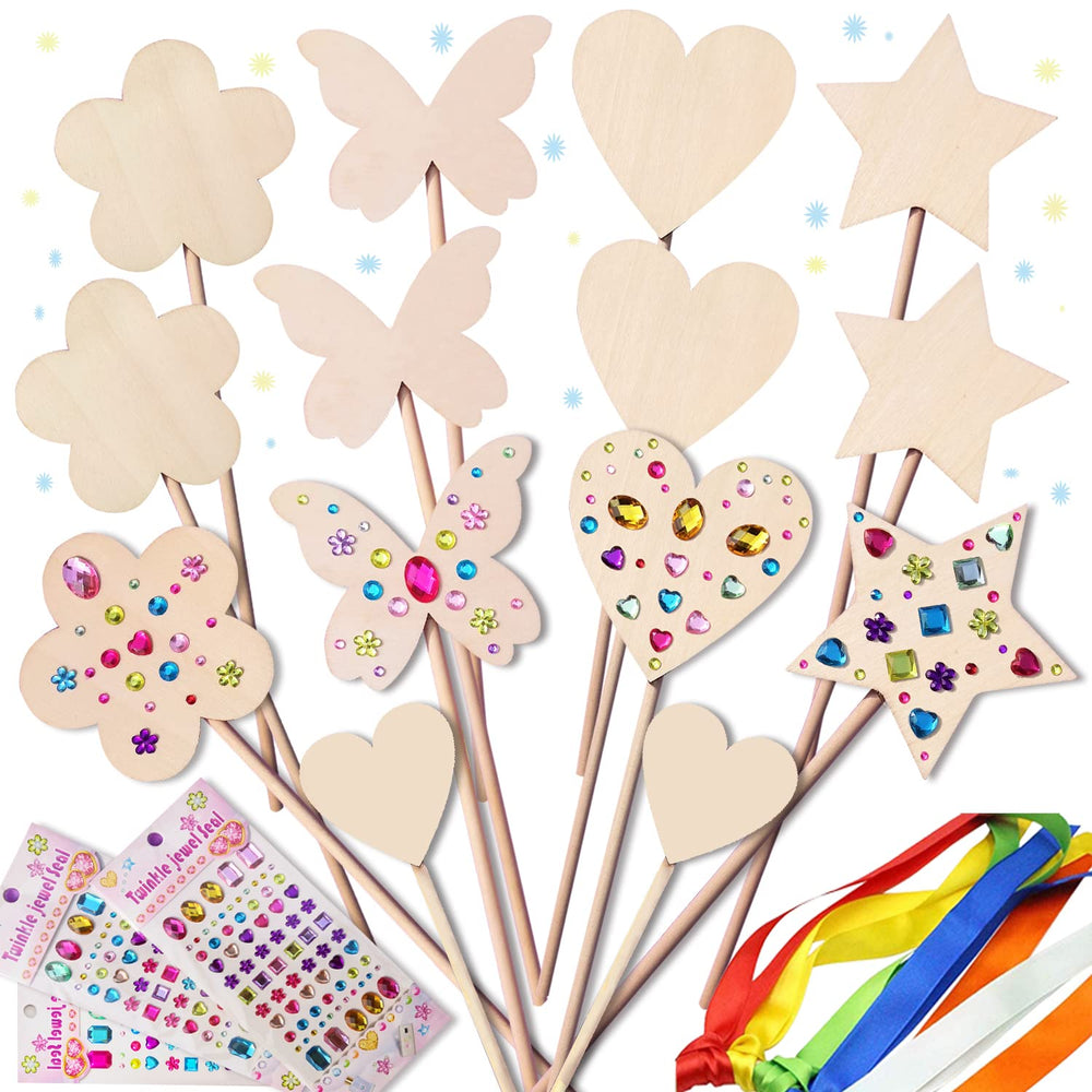 WUBOMJIO Princess Fairy Wands Kit blank wands for creative play at parties