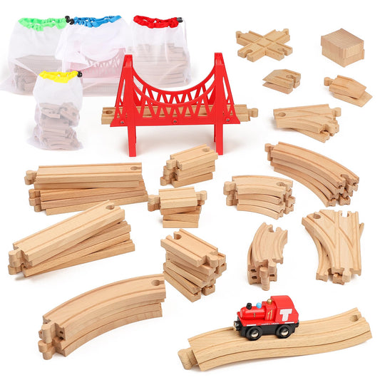 WudBudz 60-piece track set enable expansive, imaginative layouts.
