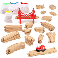 WudBudz 60-piece track set enable expansive, imaginative layouts.