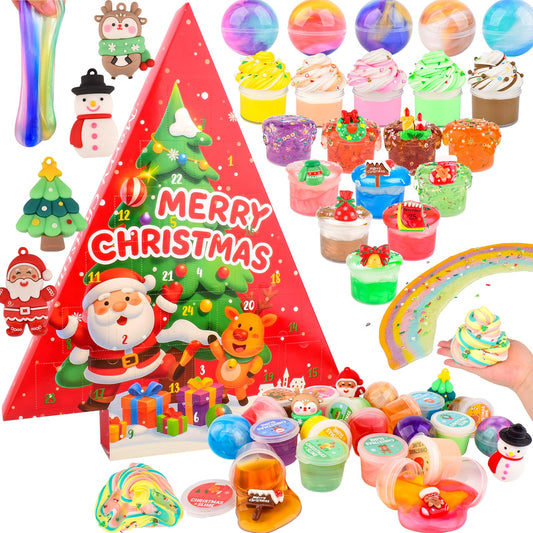 WUJYLY Christmas Slime Kit hero image showcasing festive packaging and variety for holiday play
