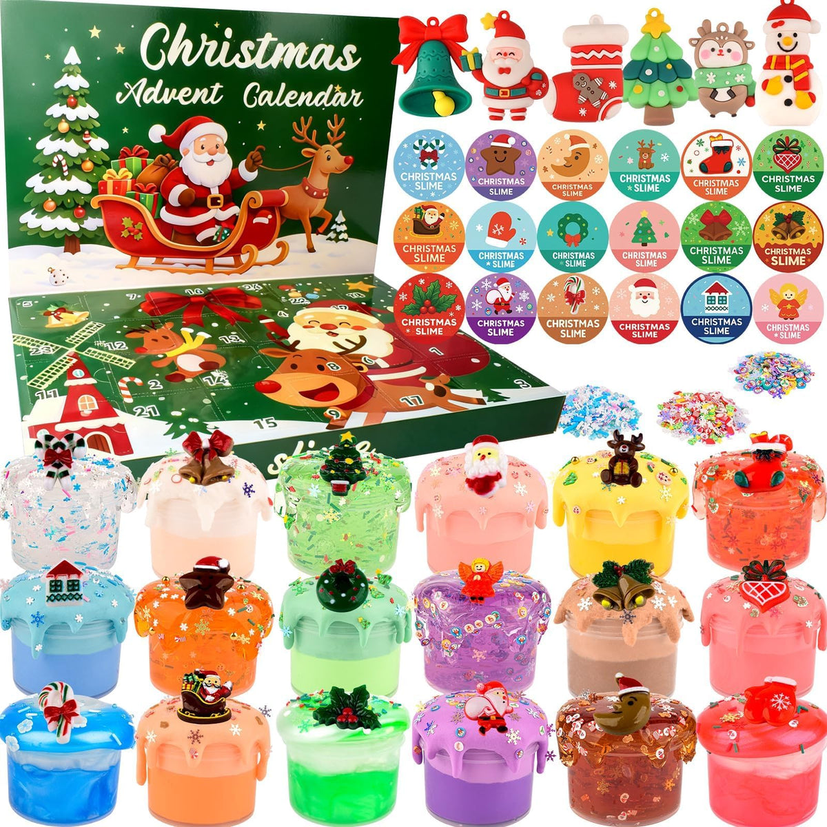 WUJYLY Christmas Slime Kit packaging showcases festive design for holiday gifting