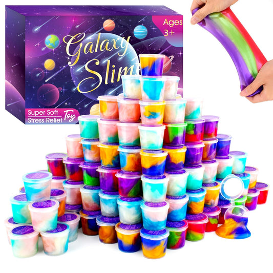 WUJYLY Galaxy Slime 75-pack bundle for party favors and classroom prizes