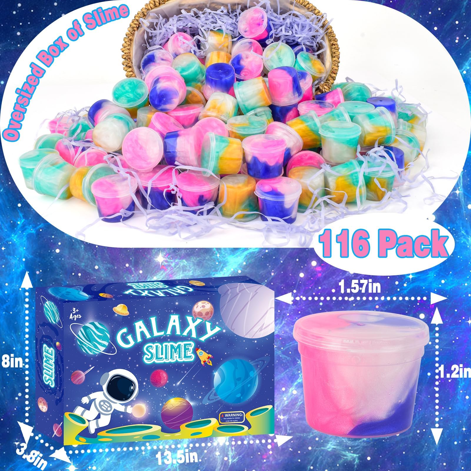 WUJYLY Galaxy Slime Kit mini containers designed for easy party distribution