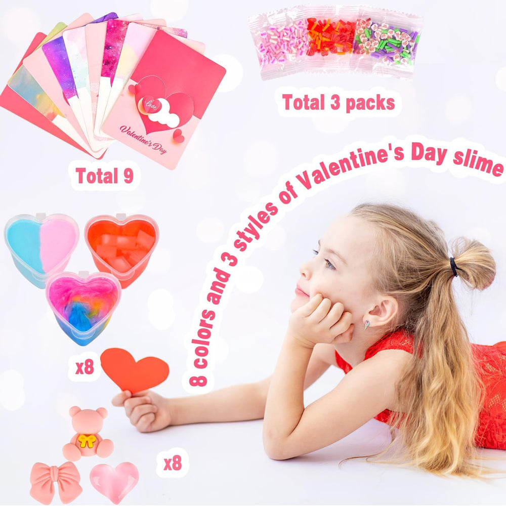 WUJYLY heart-containers rainbow slime highlights soft texture and mess-free play.