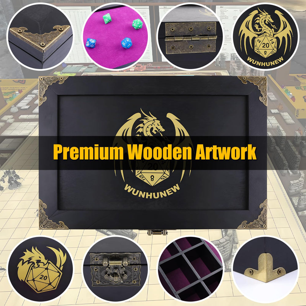 Wunhunew dice tower assembly view showing randomized rolls for sessions