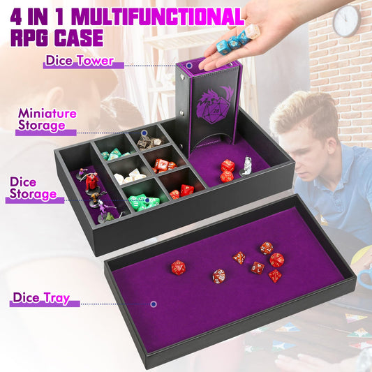 Wunhunew dice tower and rolling tray shown on tabletop for quick rolling.