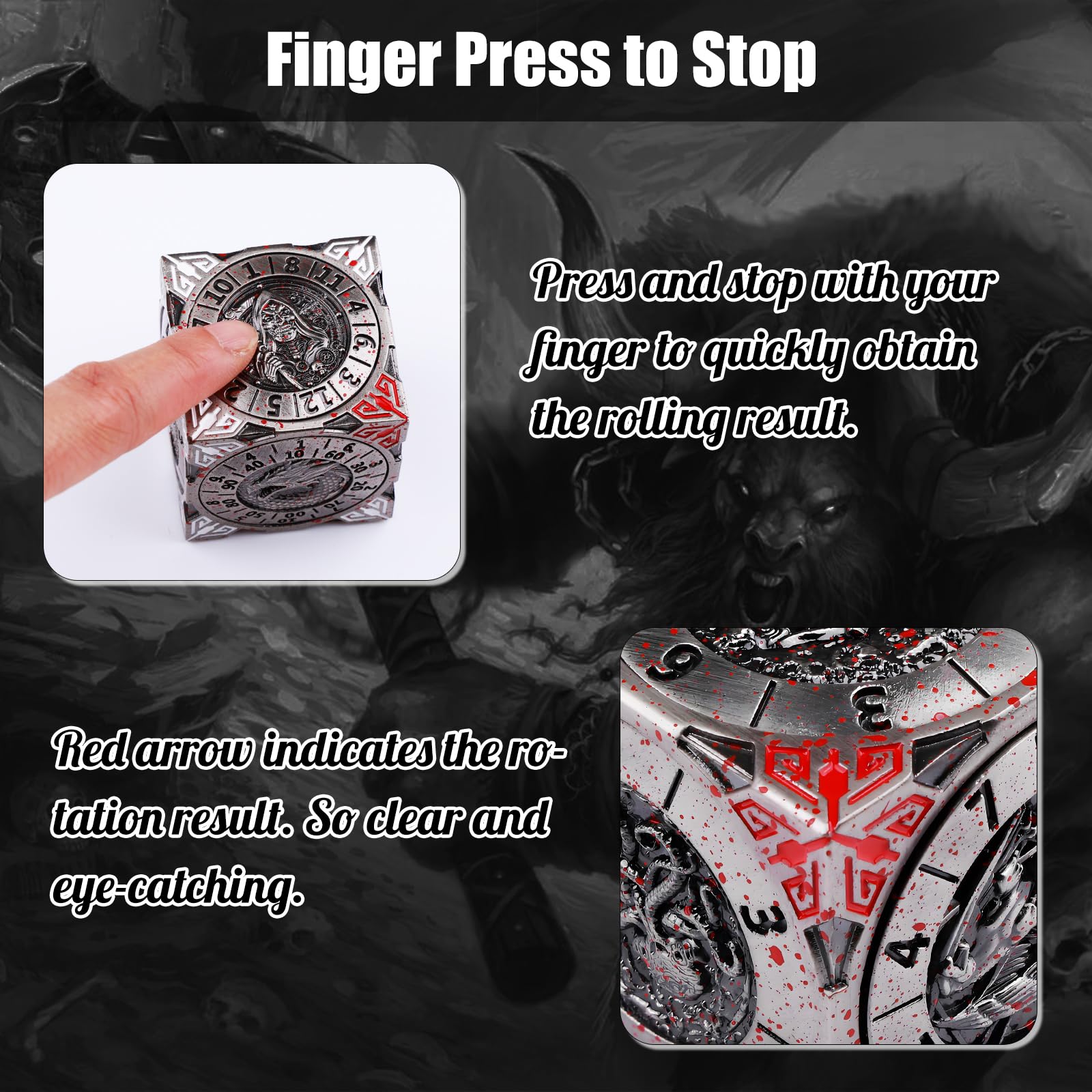Wunhunew spinner dice copper finish close-up emphasizes premium, durable metal design.