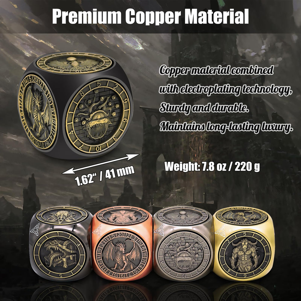 Wunhunew DND spinner dice copper metal finish offers durable luxury.
