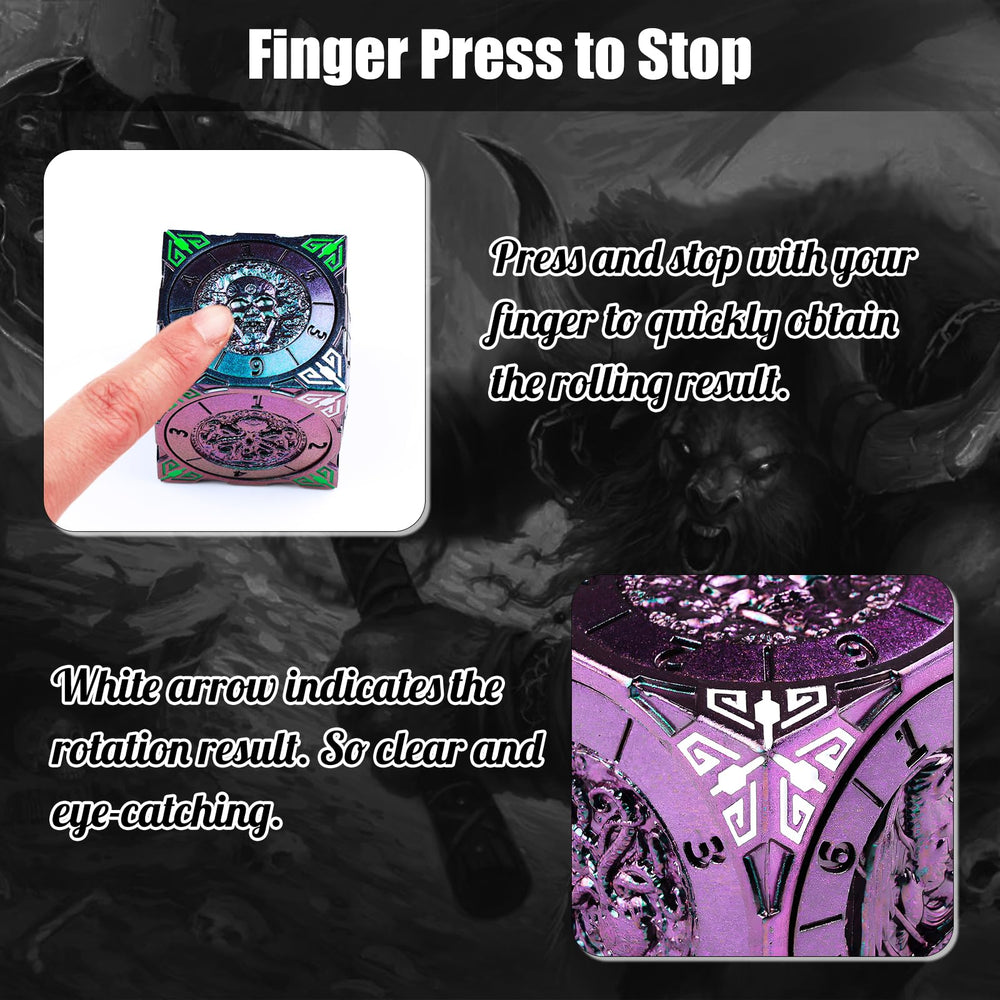 Wunhunew DND dice finger-press-stop enables quick results with smooth spins.