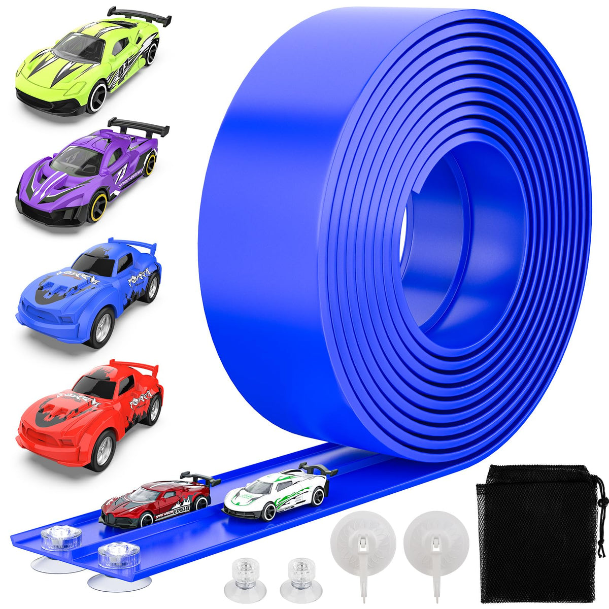 Wupuaait 15ft flexible race track layout for imaginative play and bending routes