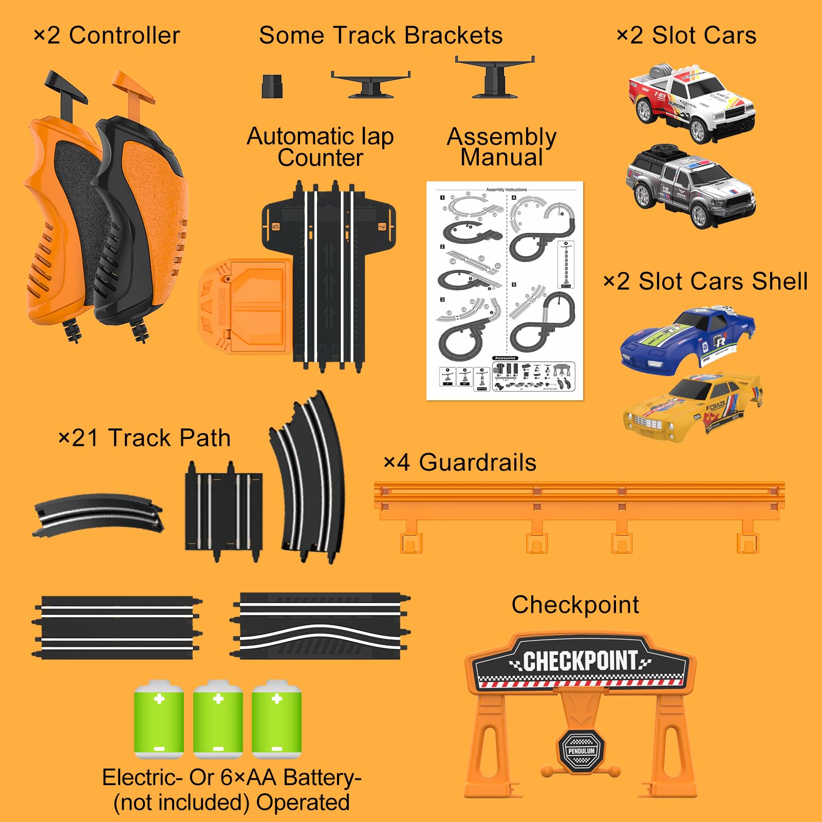 Wupuaait slot car track assembly easy highlights quick setup and stability.