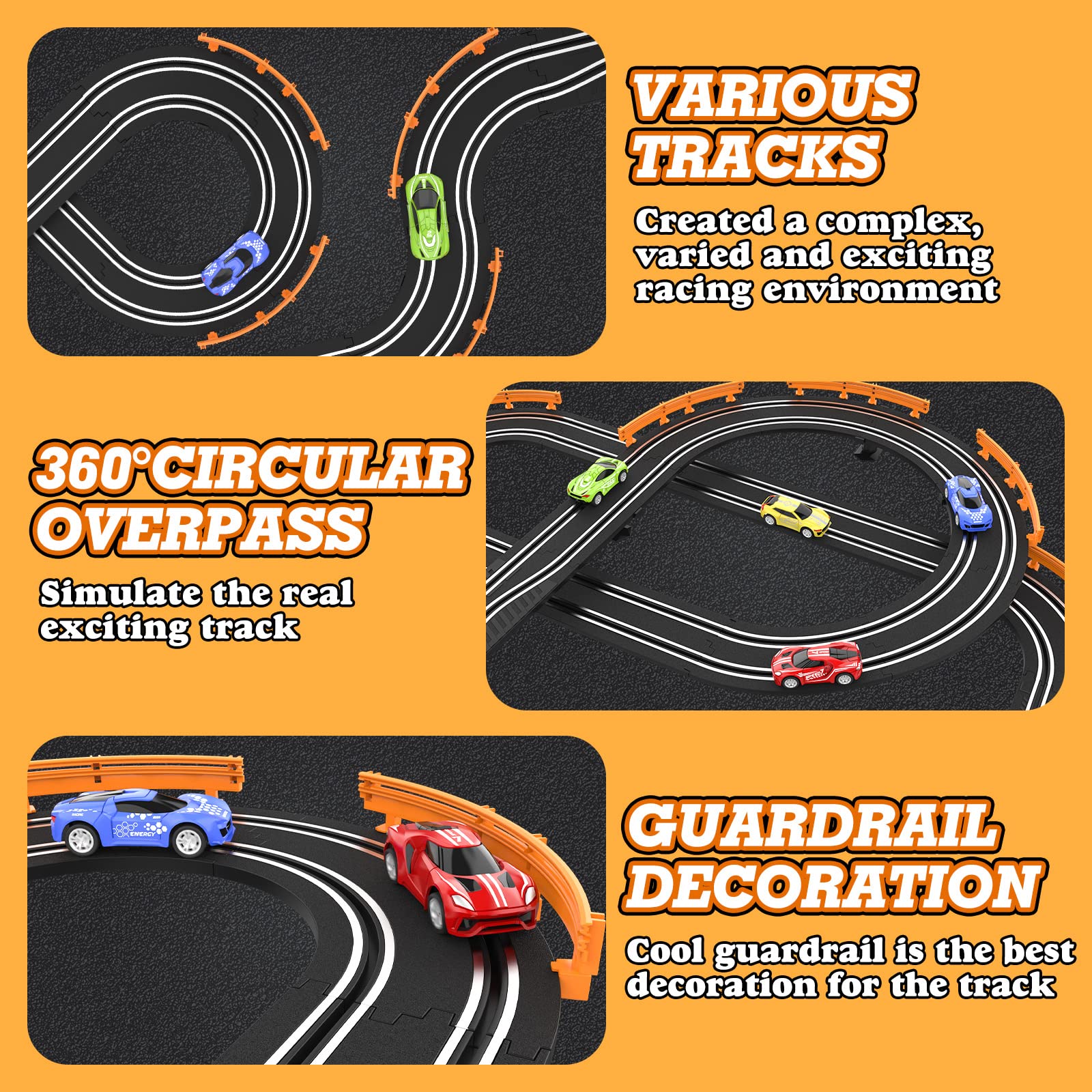 Wupuaait slot car track assembly guide demonstrates easy setup and secure connections.