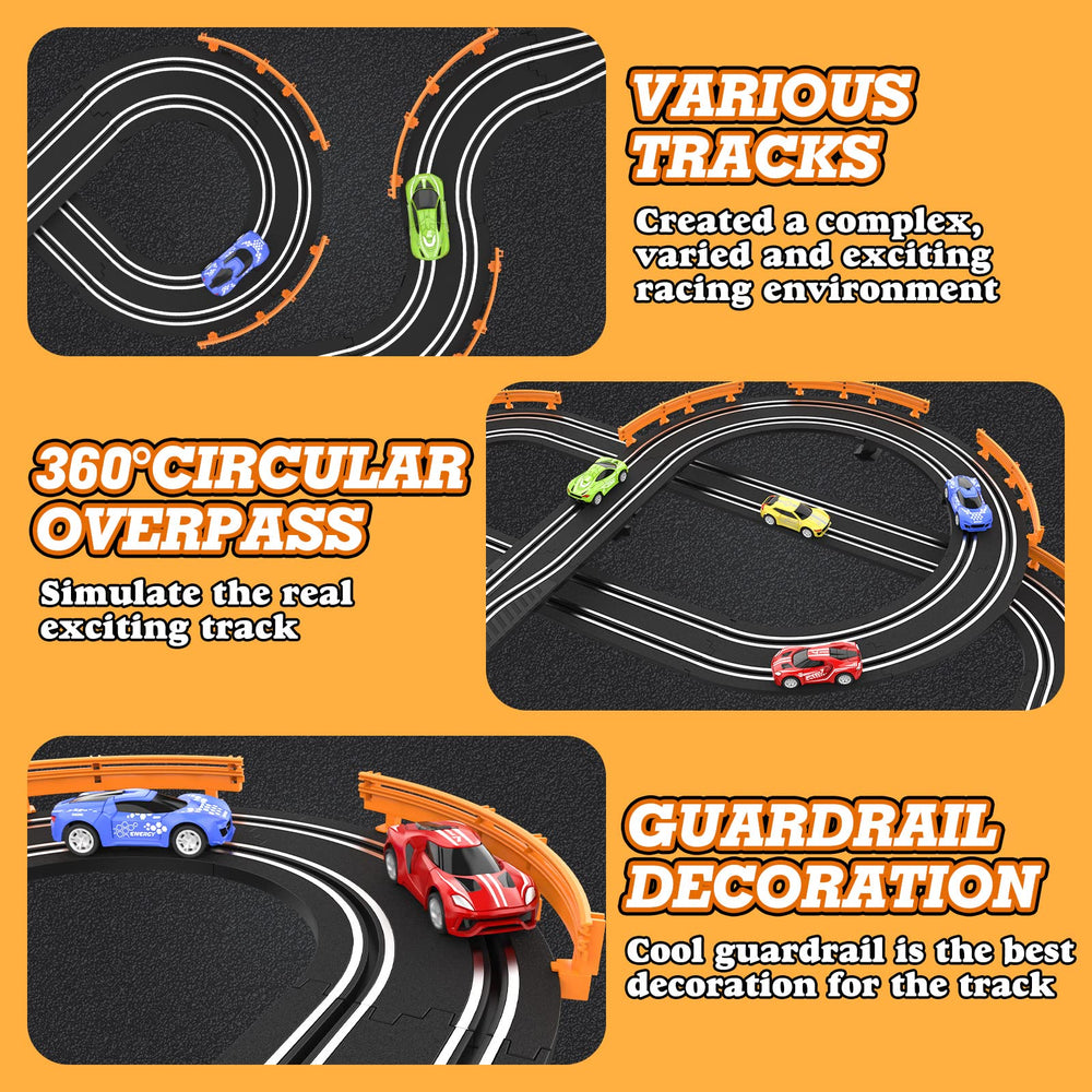 Wupuaait slot car track assembly guide demonstrates easy setup and secure connections.