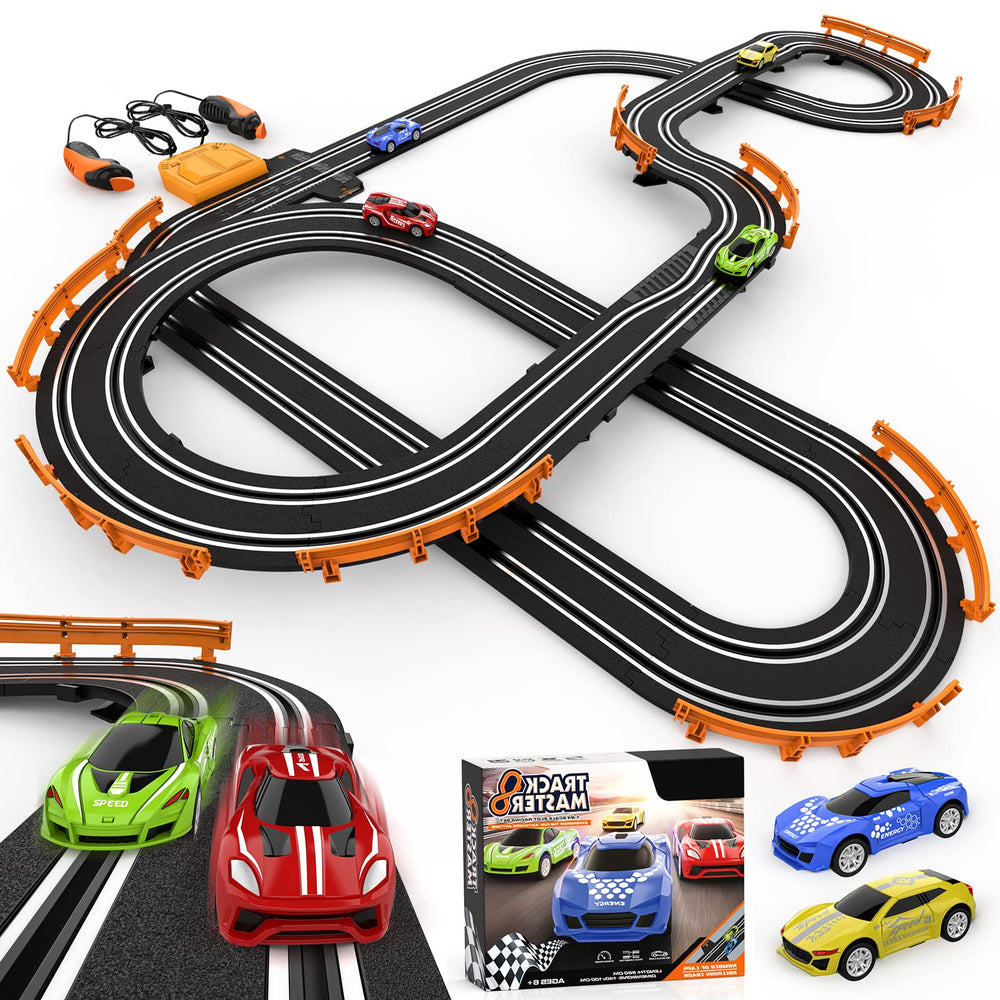 Wupuaait slot car track overview shows versatile setup for home racing.