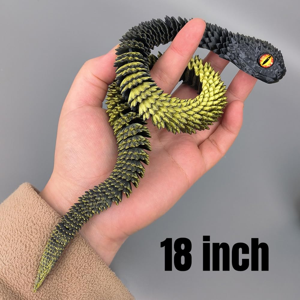 WUQIREN 3D-printed snake front view highlights intricate texture.