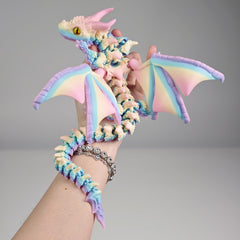 WUQIREN dragon with 3D-printed wings shown in an elegant pose for desk display.