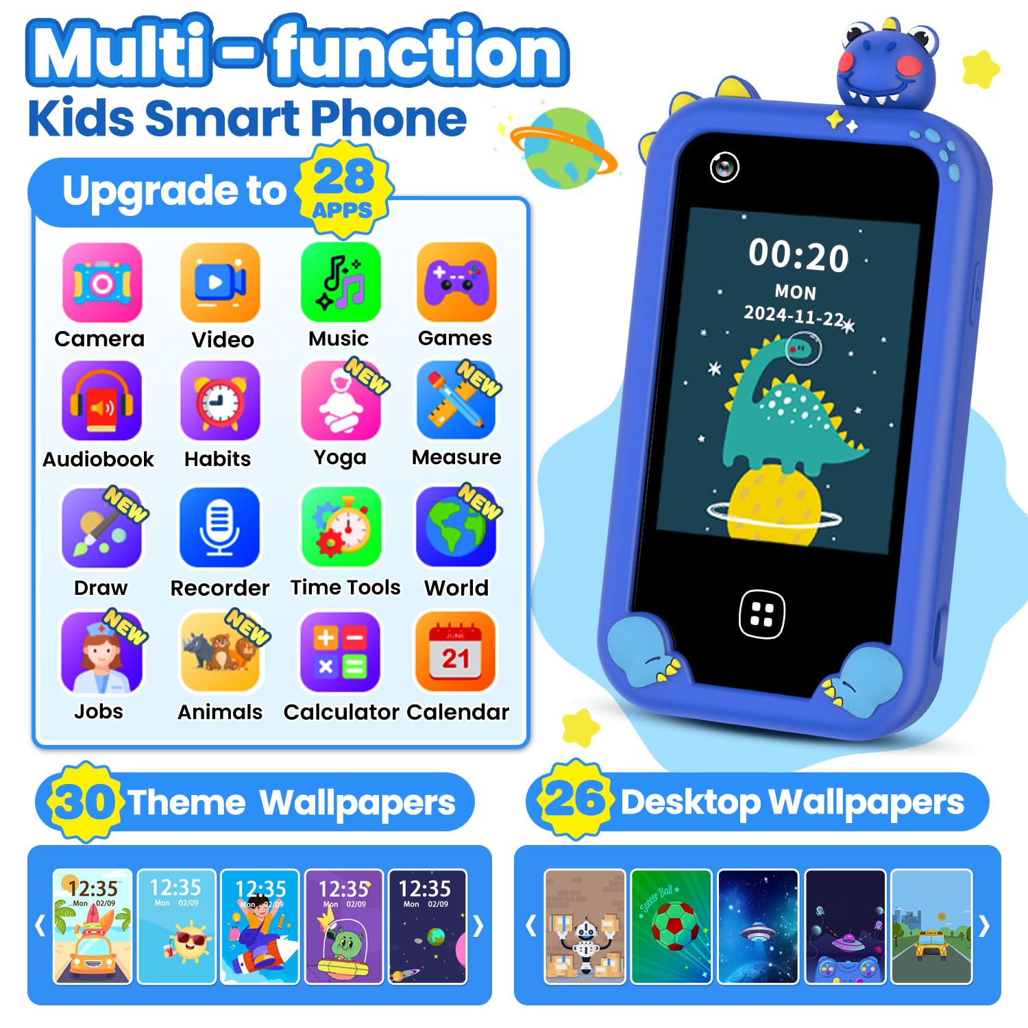 Wuszhor Kids Smart Phone dual camera for selfies and memories